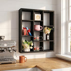10 Grid coffee mug display shelf,19 X 24" Wooden cup shelf for wall,black - Image 3