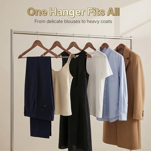 HOUSE DAY Premium Wooden Hangers 150 Pack, 17.5" Smooth Wood Hangers - Image 6