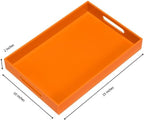 KEVLANG Orange Sturdy Acrylic Serving Tray with Handles-10x15Inch-Serving Coffee,Food,Breakfast,Butler-Kitchen Countertop Tray-Makeup Drawer Organizer-Vanity Table,Ottoman Tray-Decorative Tray - Image 2