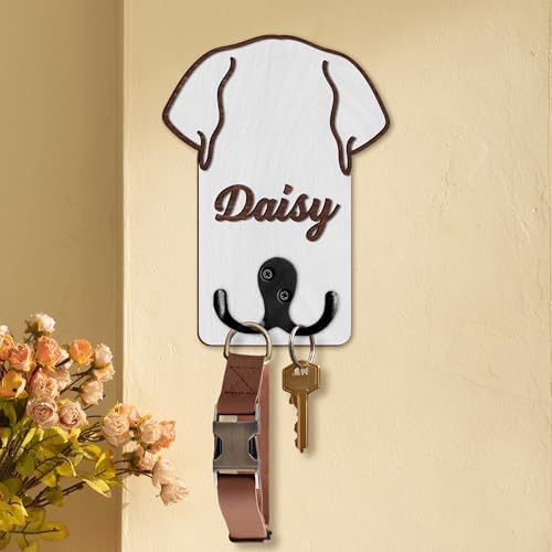 Personalized Dog Leash Holder, Custom Dog Ear Harness Wall Hanger Organizer with Name, Decorative Hooks for Leashes, Keys, Collars, Leash Rack Wall Mount for Entryway, Hallway, Gift for Pet Lovers - Image 3