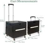 Inspired Living Collapsible Folding Utility Cart, Heavy-Duty Rolling Crate with 360° Wheels, Telescoping Handle, Hidden Lid, Holds 200 Lbs, Black - Image 2