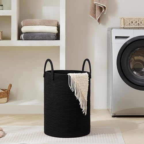 YOUDENOVA Cotton Laundry Hamper, 58L Tall Storage Basket-Black - Image 6