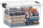 Superio Clear Storage Box with Lid, 49 Quart Plastic Container Bins for Organizing, Stackable Crates, BPA Free, Non Toxic, Odor Free, Organizers for Home, Office, School, and Dorm by Superio