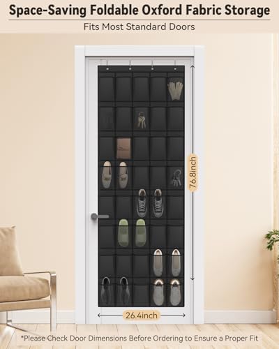 dodowin Over Door Shoe Organizers, 2 Pack, 40 Pockets Each, Black - Image 5