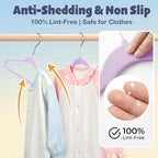 HOUSE DAY 11 Inch Velvet Baby Hangers, Premium Kids Hangers Lt-Purple 50 PC - Image 4