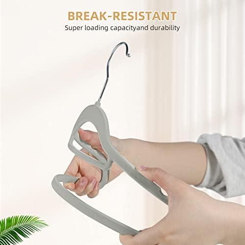 20 Pack of Grey Velvet Non-Slip Suit Hangers with 360°Swivel Hook - Heavy Duty, Space Saving, and Perfect for Adult Clothing. - Image 5