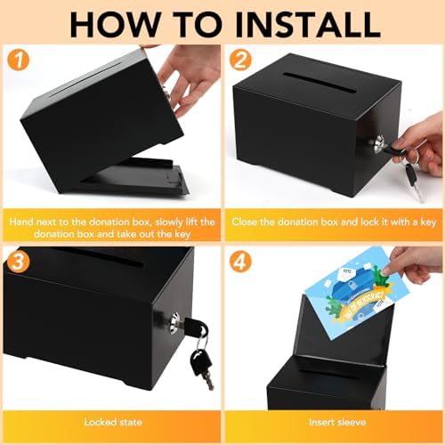 Suggestion Boxes with Slot and Lock, 3 Pack Metal Donation Boxes - Image 4