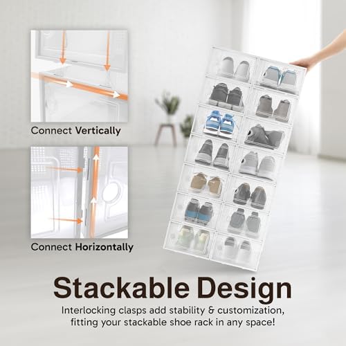 Reli. Shoe Boxes (14 Pack) | Clear Shoe Storage Boxes, Stackable & Compact - Image 6