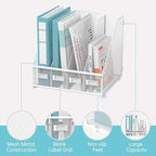 4-Compartment Magazine File Holder and File Organizer for Desk, White - Image 4