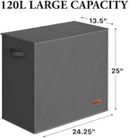 Simple Houseware Double Laundry Hamper with Lid & Removable Bags, Dark Gray - Image 2