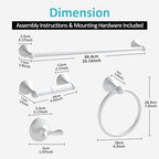 BGL Bathroom Accessories Set, White Paint Expandable Towel Bar 4-Piece Bathroom Accessory Set Wall Mounted Towel Ring Robe Hook Toilet Paper Holder Towel Holder - Image 7