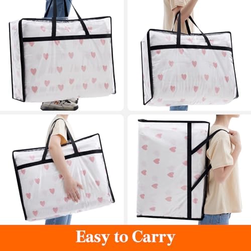 Lifewit 3 Pack Clear Clothes Storage Bags, 95L Plastic Blanket Storage Bag, Vinyl Foldable Moving Bags with Zipper, Closet Organizers and Storage Containers for Bedding, Duvet, Comforter - Image 6
