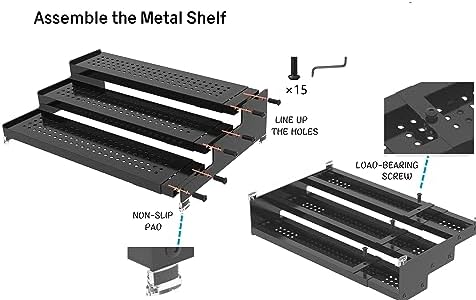 Jojocross Metal Spice Rack Organizer for Cabinet, 3 Tier Expandable Spice Storage shelf, Great for Kitchen Cabinets, Cupboard,Pantry and Countertop More,Metal plate with hole(2PACKS/BLACK) - Image 5