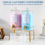 Glass Laundry Detergent Dispenser- 1 Gallon Glass Fabric Softener Dispenser with Leak-Proof Stainless Steel Faucet & Stand. Large Laundry Soap Container for Washer Room Organization &Storage - Image 3