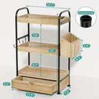 Kottwca 3-Tier Bathroom Counter Organizer, Wooden Vanity Shelf, Light Brown - Image 3