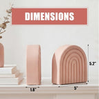 Soft Coral 2 Pcs Boho Arch Concrete Bookends for Shelves, Rainbow - Image 2
