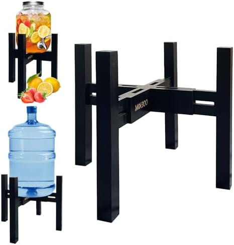 Adjustable Drink Dispenser Holder - Stand for 6-11" Dispenser, Fits 1-3 Gallon Glass Water Jar, Black by MinBoo