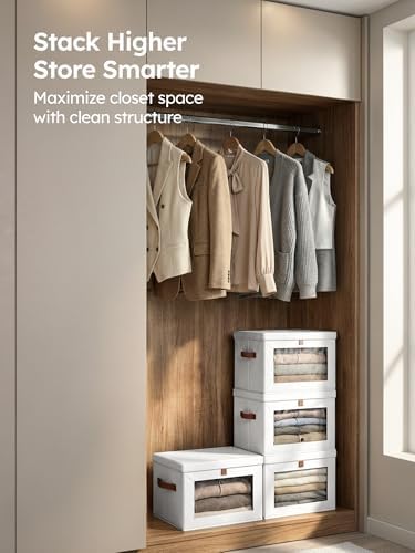 Homsorout Medium Fabric Storage Bins - Closet Shelf Organizer with Open Window, 6 Pack Closet Baskets for Shelves, Stackable Decorative Boxes for Home, Dorm, White, 13.7" x 9.8” x 9.8" - Image 6