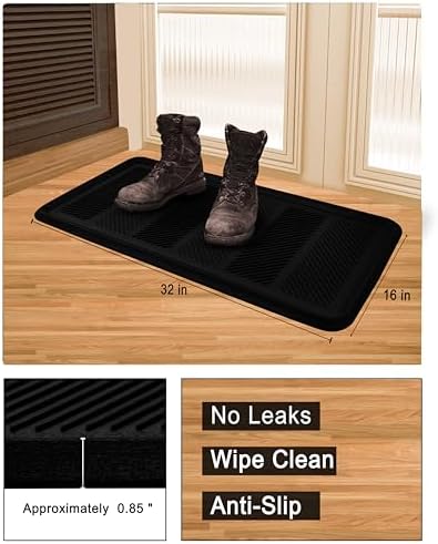 Rubber Boot Tray - 2 Pack Black 16x32 inch Waterproof Shoe Tray - Image 3