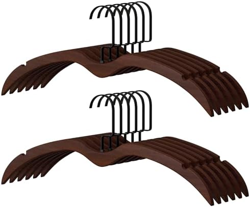 StorageWorks Wooden Hangers 12 Pack, Space Saving No Bump Hangers, Walnut by StorageWorks