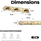 Coat Rack Wall Mounted,Champagne Bronze Zinc Alloy with 3 Hooks - Image 2
