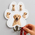 Personalized Paw Print Leash Holder for Wall Mount, Custom Wooden Dog Key Holder with Custom Photo, Pet Collar and Harness Organizer for Entryway, Key Hook Gift for Pet Lovers & Dog Owners, Home Décor - Image 2
