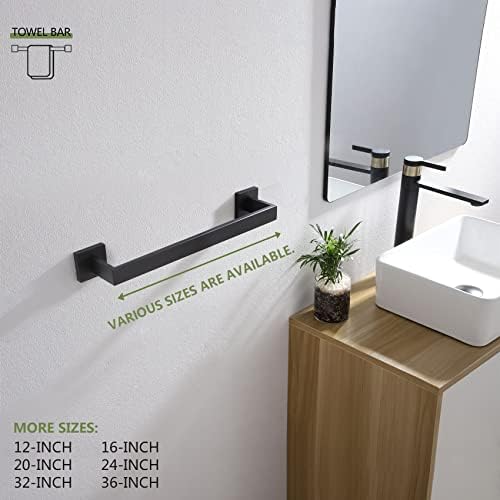 KOKOSIRI 16-Inch Single Towel Bar, Bathroom Kitchen Towel Holder, Wall Mounted SUS304 Stainless Steel Towel Rack 2 Pack, Matte Black, B4003BK-L16-P2 - Image 6