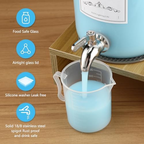 2-Pack Glass Laundry Detergent Dispenser with Stand, 106oz Leak-Proof Glass Fabric Softener Dispenser- Laundry Soap Dispenser-Reusable Container for Kitchen & Bathroom Storage - Image 2