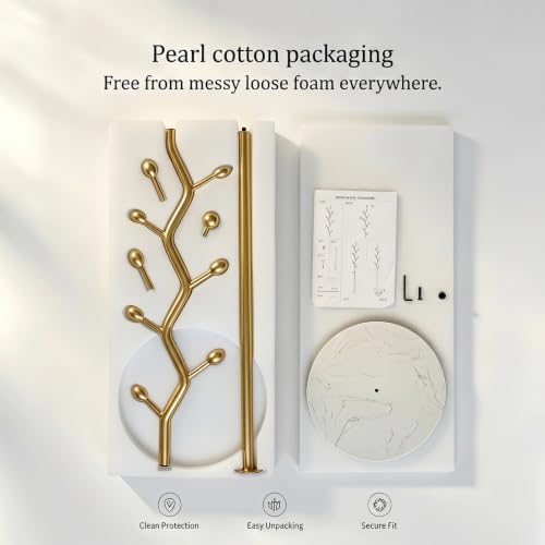 Gold Freestanding Coat Rack & Tree Marble Base 9 Hooks - Image 6
