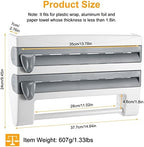 Magnetic Plastic Wrap Dispenser with Cutter Refillable Aluminum Tin Foil and Plastic Wrap Organizer for Kitchen Kitchen Roll Dispenser Grey - Image 2