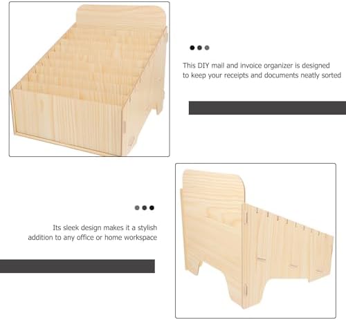 Veemoon Multi Compartment Wooden Mail Organizer with Slots Large Capacity Document Sorter for Bills Invoices and Receipts DIY Assembly Sturdy Rustic Desk Storage for Office Home Store - Image 3