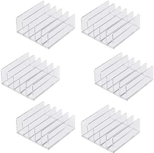 6Pack Acrylic Mail Organizer for Desktop, 5 Slot Clear Mail Sorter by Halyuhn