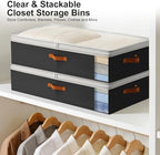 Under Bed Storage Bins - 98L Height-adjustable Under Bed Storage Containers, Compression Blanket Storage Comforter Storage Sweater Storage, Clothes Storage Bins With Clear Window, 2 Pack Black - Image 5