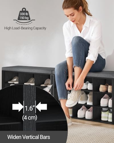 Hzuaneri Shoe Storage Bench with Cushion, Storage Bench with 18 Cubbies - Image 6