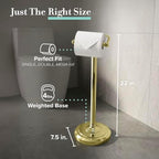 Home Accents Toilet Paper Holder Stand, Brass Finish, Freestanding Bathroom Floor Stand, Weighted Base, 22 Inch - Image 2