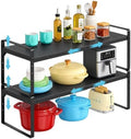 Expandable Kitchen Cabinet Shelf Organizer, Stackable Metal Storage Shelves by X-cosrack