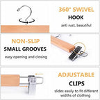 Amber Home 24Pack Wooden Pant Hangers with Adjustable Clips, 14.17" Natural - Image 4
