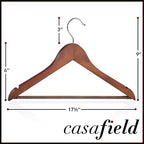 Casafield - 40 Walnut Wooden Suit Hangers - Premium Lotus Wood with Notches & Chrome Swivel Hook for Dress Clothes, Coats, Jackets, Pants, Shirts, Skirts - Image 5