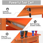 3 Tray Rolling Tool Cart with Drawers, 400 LBS Capacity Mechanic Tool Cart on Wheels, Heavy Duty Utility Cart with Pegboard, Tool Storage Cart for Garage and Repair Shop, Orange - Image 6