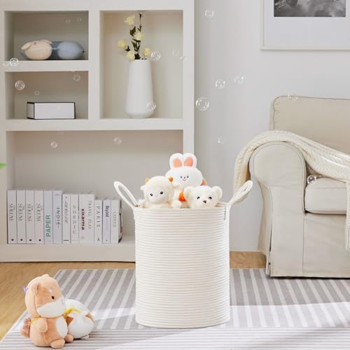 VIPOSCO 53L Tall Woven Laundry Basket Hamper, White - Image 2