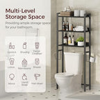 MAHANCRIS Over The Toilet Storage Rack, 3 Tier Bathroom Organizer Over Toilet, Freestanding Space Saver Toilet Stand with 2 Hooks, Bathroom Storage Shelf, Easy to Assemble, Black TSBK6001 - Image 3