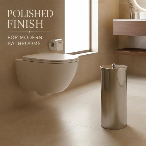 [2023 Upgraded Version] HUJI Rust Resistant Stainless Steel Toilet Paper Roll Canister Holder w/Removable Base for Bathroom Storage (1 Pack, Toilet Paper Canister) - Image 6