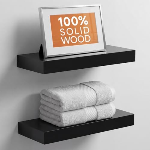 Homeforia 16 Inch Floating Shelves, High-End Solid Pine Wood, Set of 3 by Homeforia
