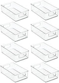 mDesign Small Plastic Kitchen Storage Container Bin with Handles - Organization in Pantry, Refrigerator or Freezer - Food Organizer for Fruit, Yogurt, Squeeze Pouches, Ligne Collection, 8 Pack, Clear by mDesign