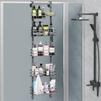 Orimade Over The Door Shower Caddy Adjustable 5 Tier Dark Grey,Bathroom Hanging Organizer Shelf Rustproof with 4 Hooks,Shower Basket with Soap Holder and Suction Cup by Orimade