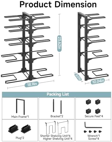 MUDEELA 10-Tier Pots and Pans Organizer Rack, 23.62" H for Cast-iron Pans - Image 4