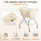 ELYKEN Laundry Basket with Wheels, Collapsible Laundry Hamper, Cream - Image 4
