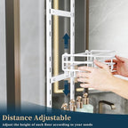 Consumest Over The Door Shower Caddy - 5 Tier Adjustable Shower Organizer Hanging with 2 Toothbrush Holders & 4 Hooks, Rustproof Organizer Shelf, Storage Rack for Bathroom, White - Image 2
