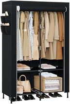 CASAMAYA Portable Closet, 34 Inch Large Capacity Wardrobe Closet with Cover, Clothes Storage Organizer with Shelves and 2 Hanging Rods, Easy to Assembly, Black PCT202B01 by Unknown
