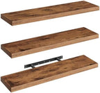 RALGEND Floating Shelves for Wall, 1.5" Thick Wall Shelf Set of 3 with Invisible Brackets, L31.5 x W7.9 Hanging Shelves Farmhouse Home Decor for Bathroom, Living Room, Bedroom, Rustic Brown 8301BJP3BF by RALGEND